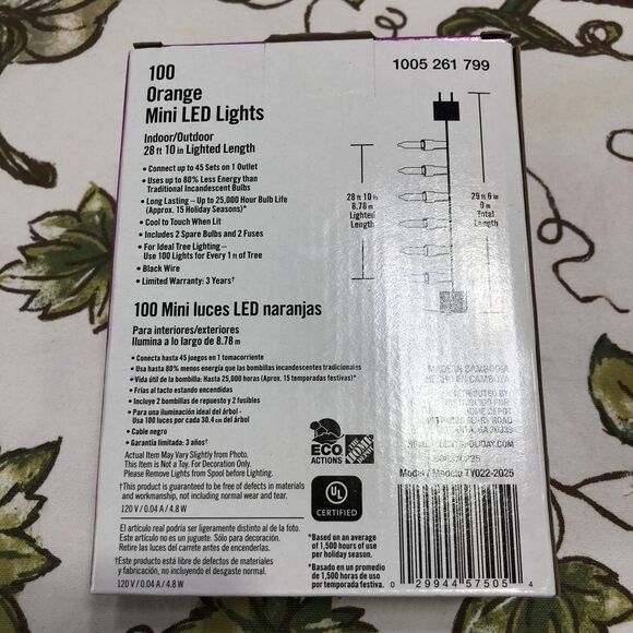 Home Accent Holiday 100 Orange Mini Elongated LED Lights Halloween Christmas - Picture 4 of 9